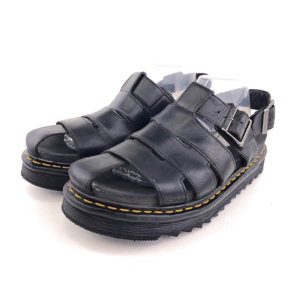Dr. Martens 'Abel' Black Leather Fisherman Sandals 12